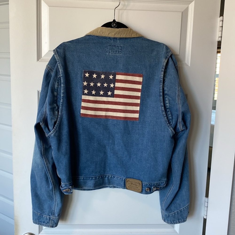 RALPH LAUREN Polo Rare Vintage Barn Jacket with Flag on Back.  Size Men’s Large